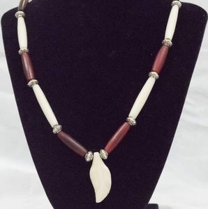 Buffalo Horn Necklace w/ Bone Feather Pendent